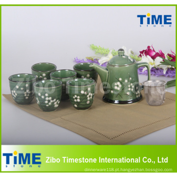 Conjunto de chá vintage de cerâmica 9 peças feito na China